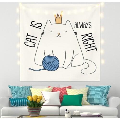 Cat is Always Right Tapestry Vintage Exotic Summer Plant Nature Frame for Bedroom Photography Wall Decor