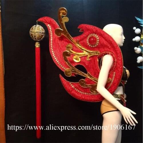 Chinese Red Secret Model Catwalk Clothing Sexy Lady Nightclub Party Stage Wear Evening Dress Clothes Women Ballroom Costume