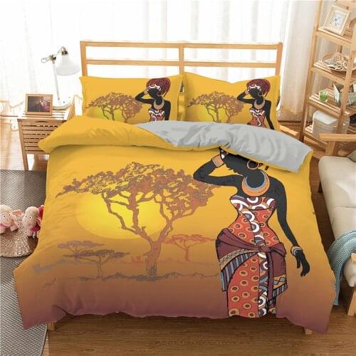 3d Africa Women Bedding Set Luxury Comforter Quilt Cover With Pillowcase Colorful Duvet Covers Bedspread Bed Set Queen Size