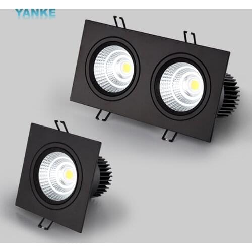 Square dimmable LED downlight COB ceiling spotlight LED ceiling black and white recessed light 7W~30W indoor lighting