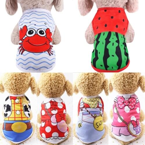 Summer Small Dog Shirt Clothes Vest Down Jacket Cartoon Cute Chihuahua Tshirt Puppy Yorkshire Terrier Puppy Bulldog Ropa Perro