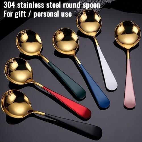 6.2 Inch Stainless Steel Spoon Family Soup Spoon Portable Handle Soup Spoons Cooking Spoon Mixing Stirr Kitchen Tool Gadgets