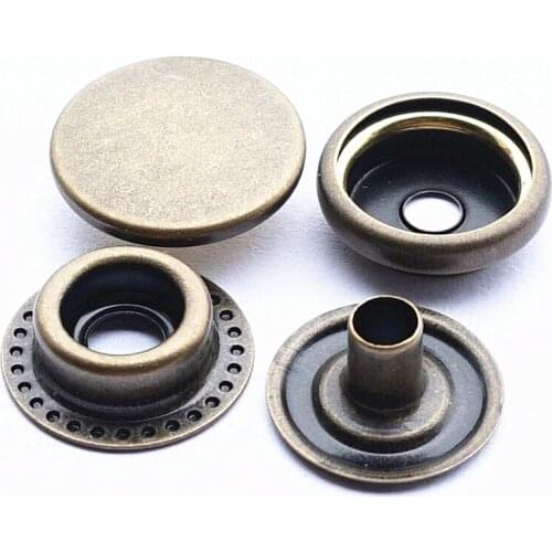 20sets 15mm Bronze/Silver/Dark gray Brass Metal Snap Fastener Press Stud Buttons Poppers Leather Craft Jeans Jacket Button