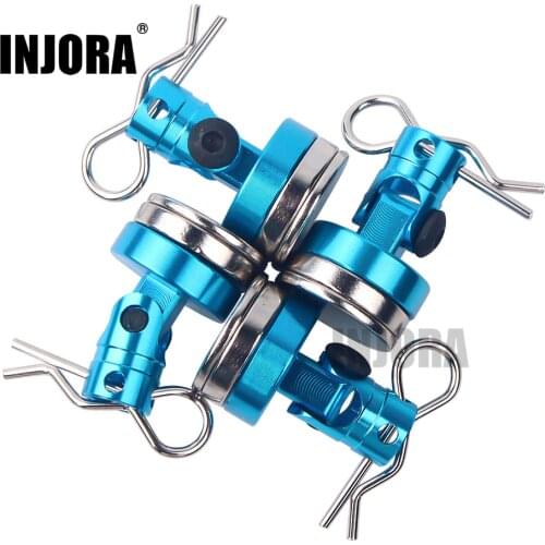 INJORA 4PCS Metal Magnetic Stealth Invisible Body Post Mount with R Clips Pin for 1:10 RC Car Axial SCX10 HSP Tamiya Redcat