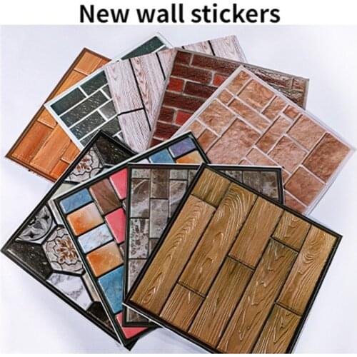 Yokomoto 3D Wall Stickers PVC Wall Paper Brick Stone Wallpaper Self Adhesive Living Room Bedroom Decoration 10 Pieces