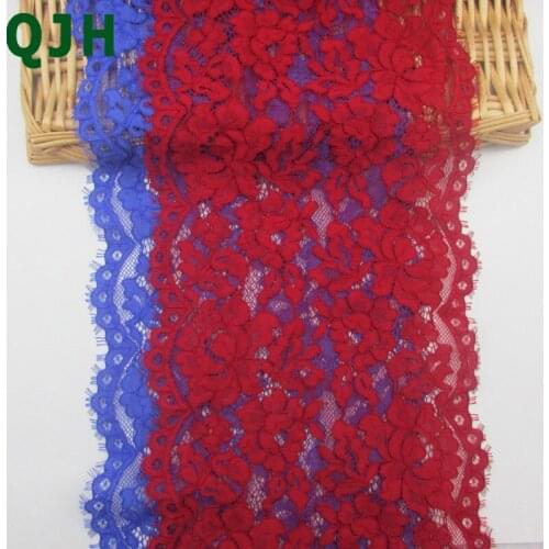 Newest 19.5CM Warp Knitting Elastic Stretch Eyelash Lace Trim 1 Yard Nylon yarn Net Ribbon For DIY Hand Wedding dress,Underwear