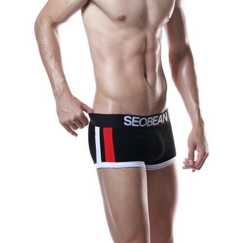 SEOBEAN New Mens Cotton Underwear Fashion Low-Waist Boxer Shorts Solid Color Comfortable Breathable Boxers