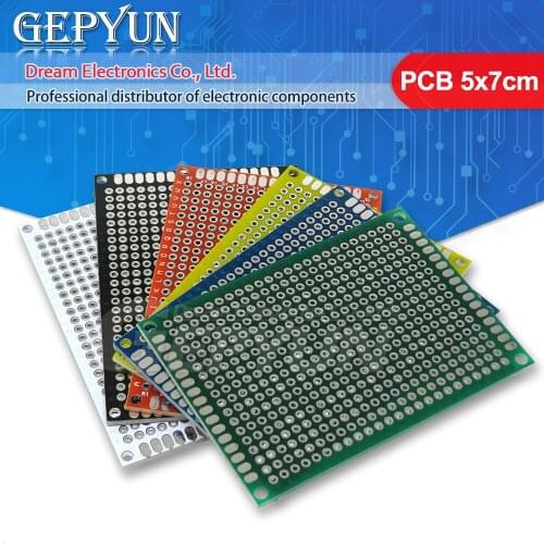 5 pcs 5x7cm double-sided prototype PCB general printed circuit board 5*7 cm PCB white black red yellow blue green