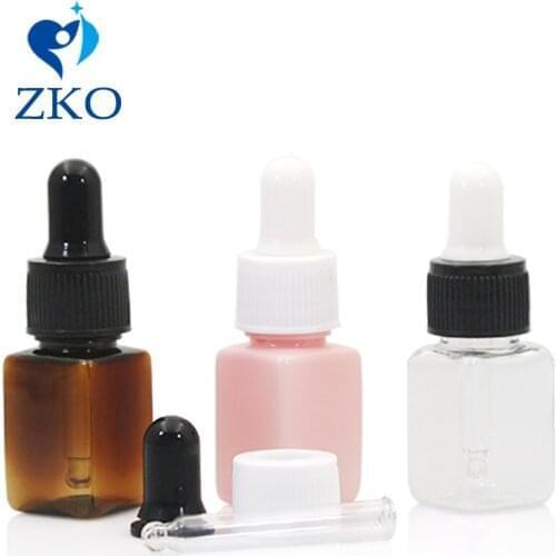 1pcs 10ml High Quality Plastic Square Bottle Glass Dropper Bottle Reusable Travel Essential oil Small Empty Comstics Bottle