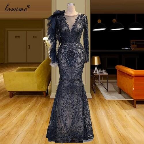 Plus Size Black Formal Evening Dresses 2021 Long Sleeves Beads Celebrity Dresses For Women Haute Couture Party Robe De Soiree