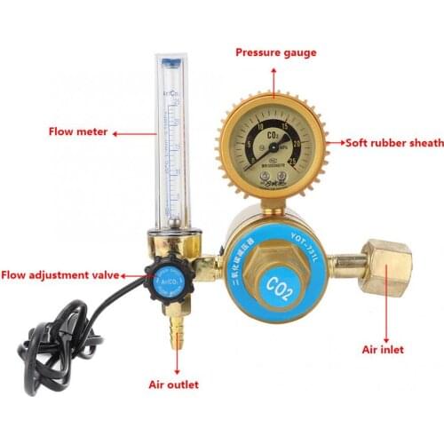 Air Pressure Regulator CO2 Pressure Regulator Carbon Dioxide Pressure Reducer Heated Pressure Gauge CN Plug Argon Regulator