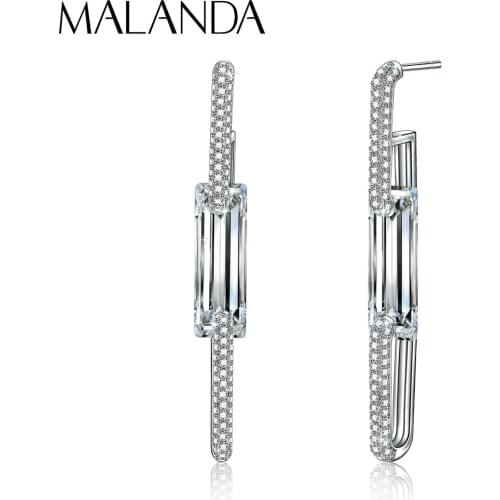 Malanda Crystal From Swarovski Cosmic BaguettePendant Drop Earrings For Women New Fashion Elegant Dangle Earrings Jewelry Gift