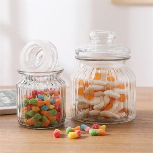 Scandinavian Transparent Glass Jam Candy Jars Kitchen Food Storage Seal Cans with Lid Chic Coffee Beans Tea Organizer Bottles