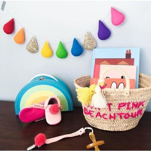 Nordic Kids Room Decor Felt Raindrop Garland Wall Decor Children Room Felt Craft 100% Handmade Felt Garland Kids Baby Room Decor