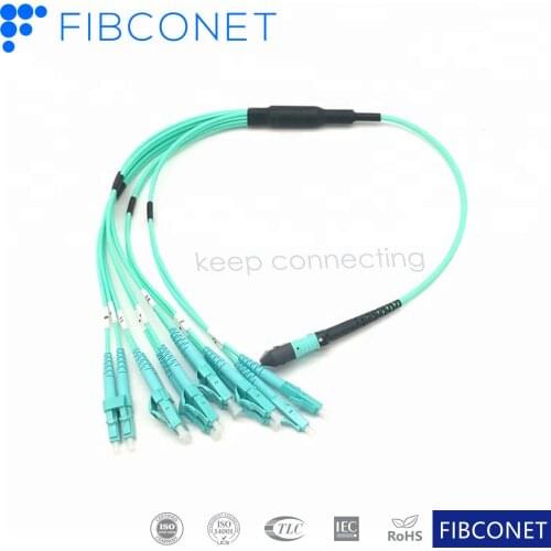 FTTH Blue 12 Cores MPO to LC Upc Jumper Patch Cable Connector Fiber Optic Patch Cord
