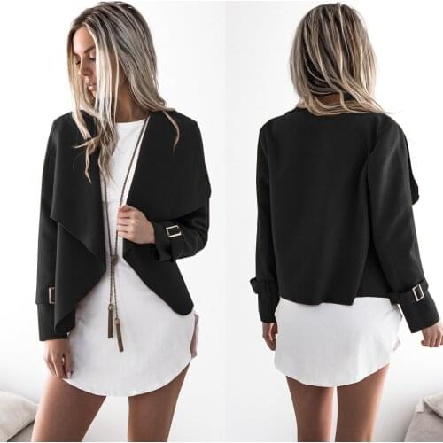 Style clothes style autumn hot sale Casual Full Short Solid V-Neck Open Stitch turn down collar slim sheath hot coat women