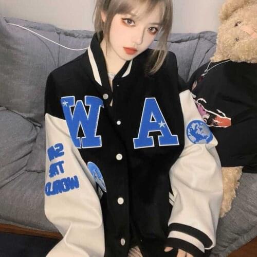Baseball Uniform Jacket Coat Varsity Female Ins Tide Brand Loose Printing Couple Thin Jackets for Women Unisex Race Hip Hop