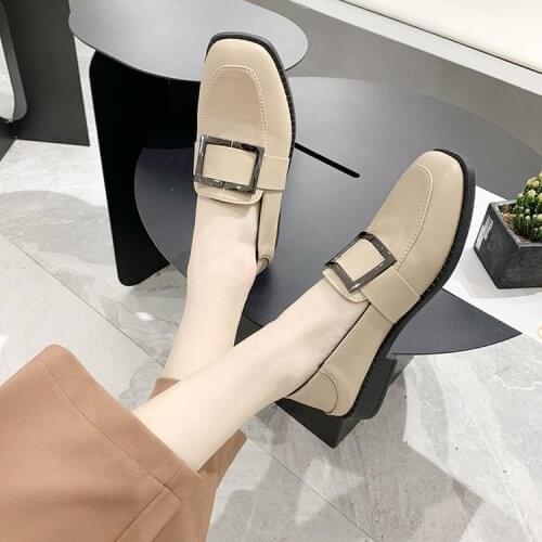 Womens Shoes New Small Leather Shoes Female British Style Two-wear Retro Loafers Low-soled Single Shoes Women Zapatos De Mujer