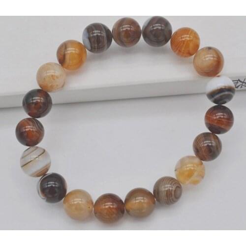 10MM Brown Veins Carnelian Round Beads Bracelet Bangle Stretch Jewelry 8 Inch G252
