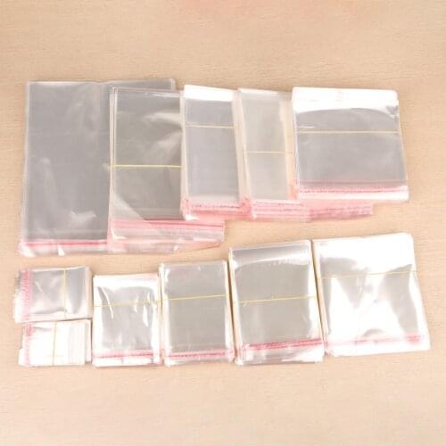 200pcs Transparent Self Adhesive Seal Resealable Cellophane Poly Bags Opp Packing Plastic Bags Jewelry Pouches