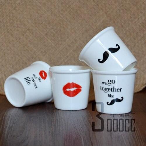 4pcs 120ml Mini Coffee Cups Ceramic Mugs Cute Lip Tea Cups