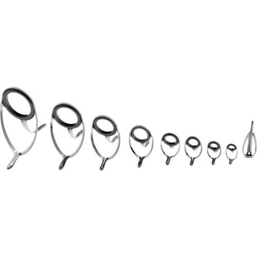 9Pcs Stainless Steel Corrosion resistance Fishing Rod Guide Tip Ring Hook