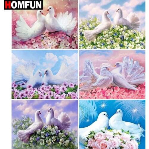 HOMFUN DIY 5D Diamond Painting "Pigeon landscape" Full Diamond Embroidery Sale Picture Of Rhinestones For Festival Gifts