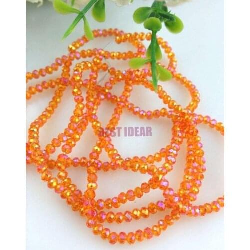 Free Shipping 390pcs Orange AB Crystal Glass Faceted Rondelle Beads 2mm