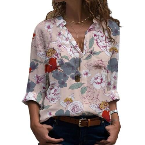 2020 Women Autumn Long Sleeve Floral Print Blouse Single-breasted Office Shirt Top Womens Clothing блузка женская ropa mujer