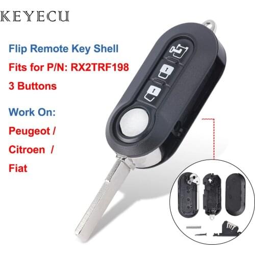Keyecu Flip Remote Key Case Shell 3 Buttons for Fiat 500L MPV Ducato for Citroen Jumper for Peugeot Boxer P/N: RX2TRF198