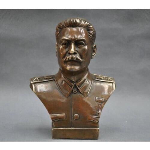 Decoration bronze factory Pure Brass Antique 6'' Elaborate Russian Leader Joseph Stalin Bust Bronze Statue sculpture