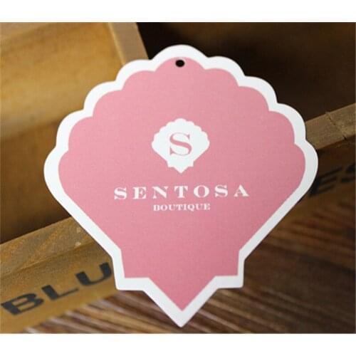 Customized Shell Shape Printed Pattern Logo Paper Hang Tags for Boutique Products
