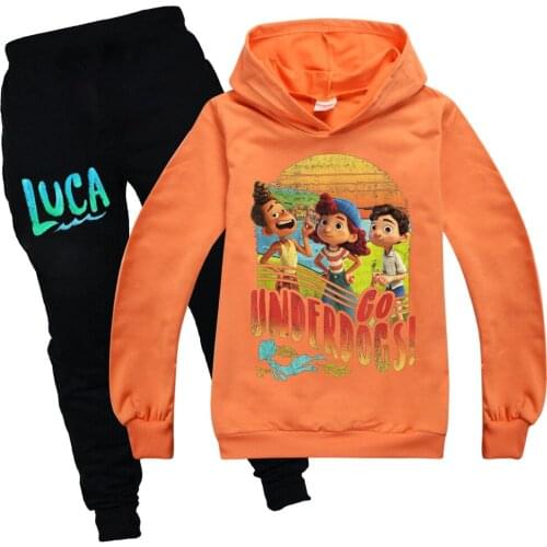 Kids Clothes Sets Luca 2022 Boys Autumn Spring Cotton Long Sleeve Hooded Sweatershirt+Pants Children Daily Casual Outfits