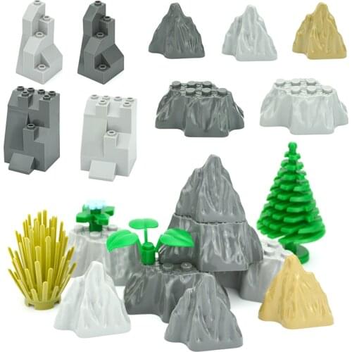 MOC Rock Panel Rockery Mountain DIY City Street View Building Blocks Hill Stone Bricks Compatible with Assembles Particles Toys