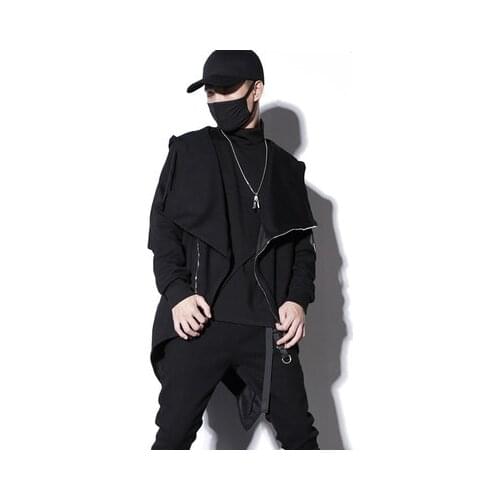 New Fashion Mens Autumn Winter Jacket Korean version of the jacket personality hip-hop windbreaker night club cap loose mid-len