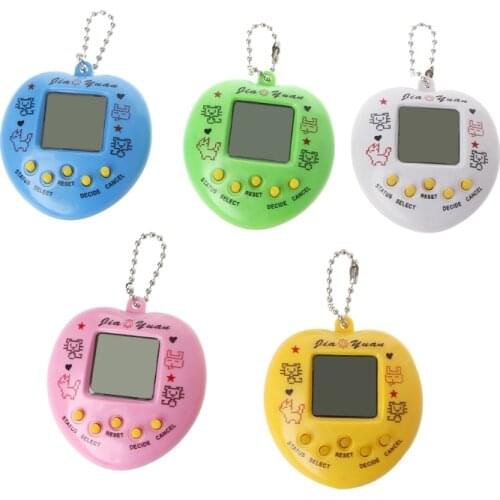 LCD Virtual Digital Pet Handheld Electronic Game Machine With Keychain Heart Shape