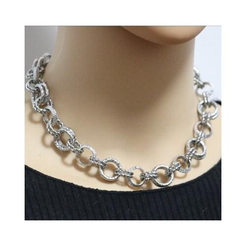 Fashion metal exaggerated hip hop circle necklace bracelet titanium steel men and women necklace clavicle chain