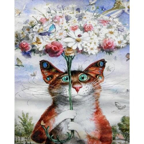Love.Thanks Animal Diamond Painting Kit Cat Diamond Painting 5D Full Cross Stitch Kits EmbroideryDiamond Embroidery Painting