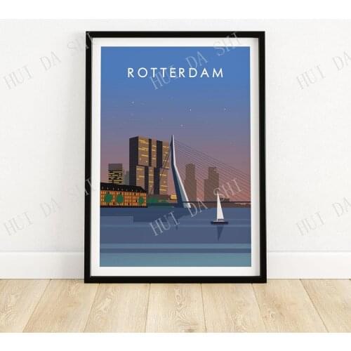 Rotterdam Print Wall Art Poster | Netherlands Travel Poster | Minimalist Print | Rotterdam Skyline Art | Rotterdam Gift Idea