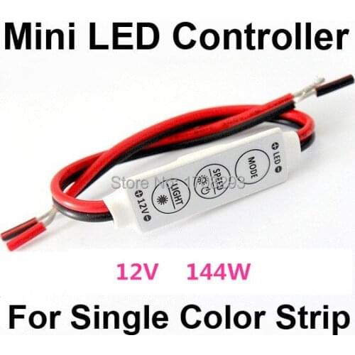 Wholesale100pcs 12V 144W Mini Sinlge Color 3528 5050 Strip LED Controller Dimmer