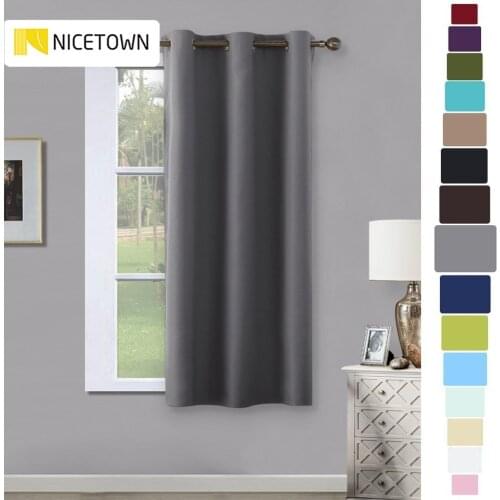 NICETOWN 1PC European and American Style Solid Thermal Insulated Top Eyelet Ring Room Darkening Blackout Curtains with Grommet