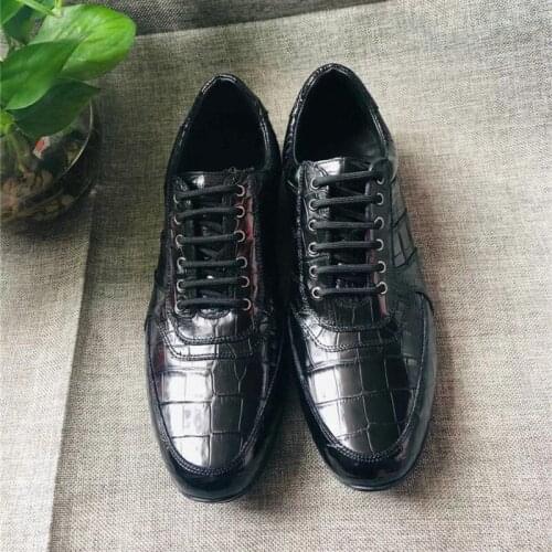 Authentic Real True Crocodile Skin Mens Casual Sneakers Genuine Exotic Alligator Leather Elastic Band Male Comfortable Flats