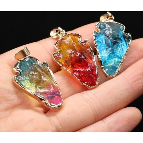 Natural Crystal Pendants Fashion Electroplate Colorful Quartz Raw Crystals Charm Pendant for Jewelry Making DIY Necklace Earring