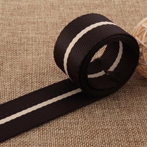 32mm Striped Webbing Nylon Ribbon Dark Brown 1.2" Key Fob Webbing Bag Purse Keychain By The Yard Strapping Sewing Bag Belt