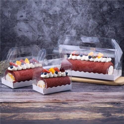 10pcs Transparent protable dessert mousse cake box wedding birthday party favor DIY baking package square candy gift boxes