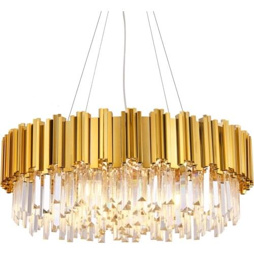 Crystal LED Round Chandeliers Lighting For Kitchen Living Room Loft Hanging Chain Nordic Gold Chandelier Bedroom Lamp люстры
