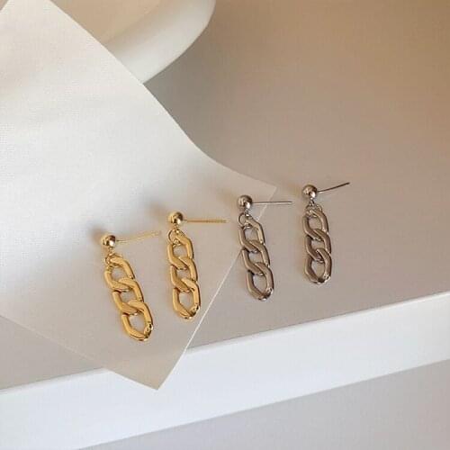 New Korean style metallic geometric chain earrings, punk chic womens earrings, 2020 new jewelry trend