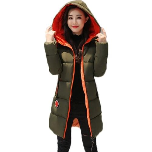 Autumn winter parka coat women M-3XL plus size pink white loose long tops jacket 19 new korean hooded slim warmth clothing LR566