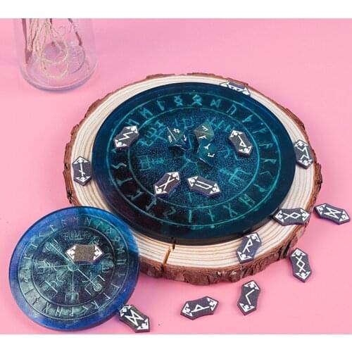 Rune Stones Resin Silicone Mould Divination Mat Ouija Tray Card Dice Astrology Compass Mold Making Craft Tools DIY Home Deco