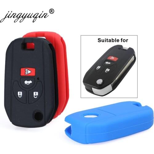 Jingyuqin Silicone 4 Buttons Remote key Case Silicone Cover For Nissan Versa Rogue Modified Flip Key shell